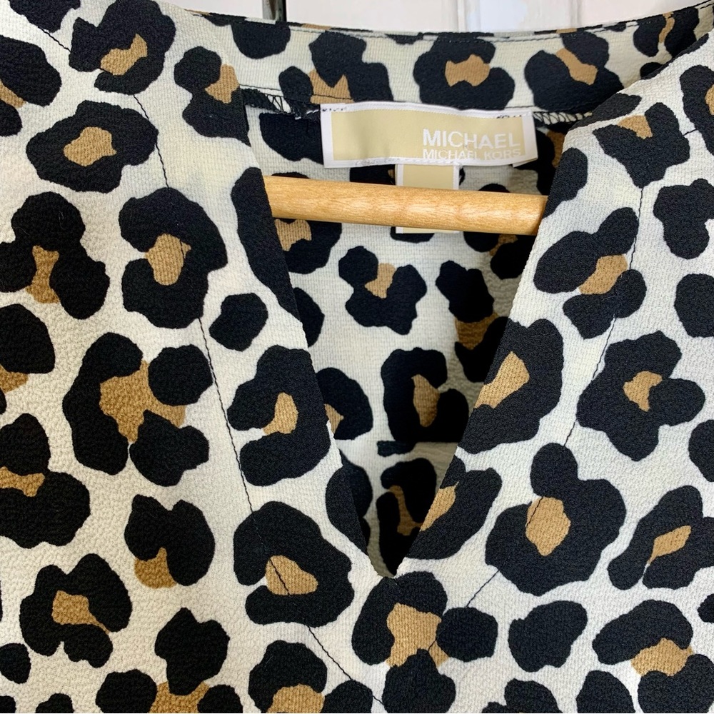 Michael Kors Leopard Print Blouse / Tunic, Sz M, Animal Print Trendy Fall Autumn - Picture 7 of 12